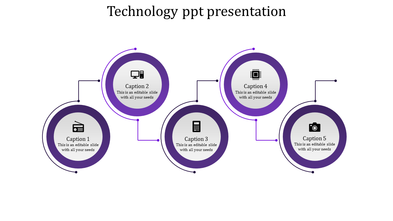 Five Steps Coin Model  Technology Powerpoint Template-Purple